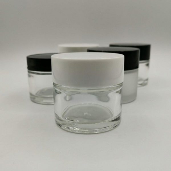 Βάζο γυάλινο διαφανές 30 ml – καπάκι μαύρο