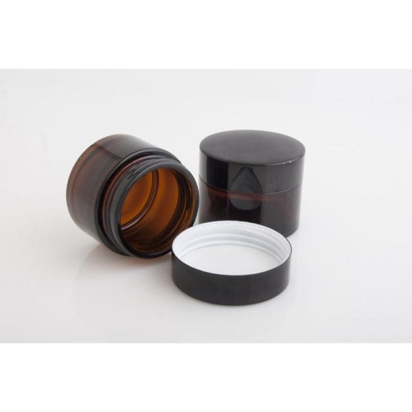 Βάζο γυάλινο καραμελέ 50 ml – καπάκι μαύρο